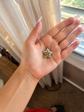 Vintage Jeep Collins Sterling Silver & Brass Star Pendant Charm Signed STER